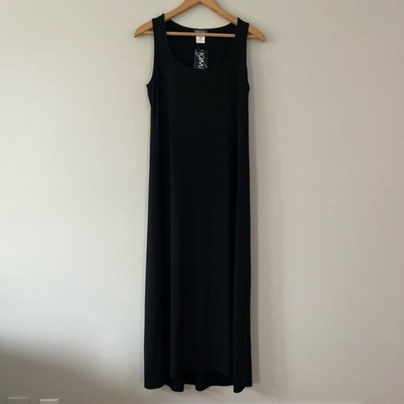 NEW Kim & Co Black Stretch Sleeveless Maxi Dress Size Small Petite - Picture 2 of 5